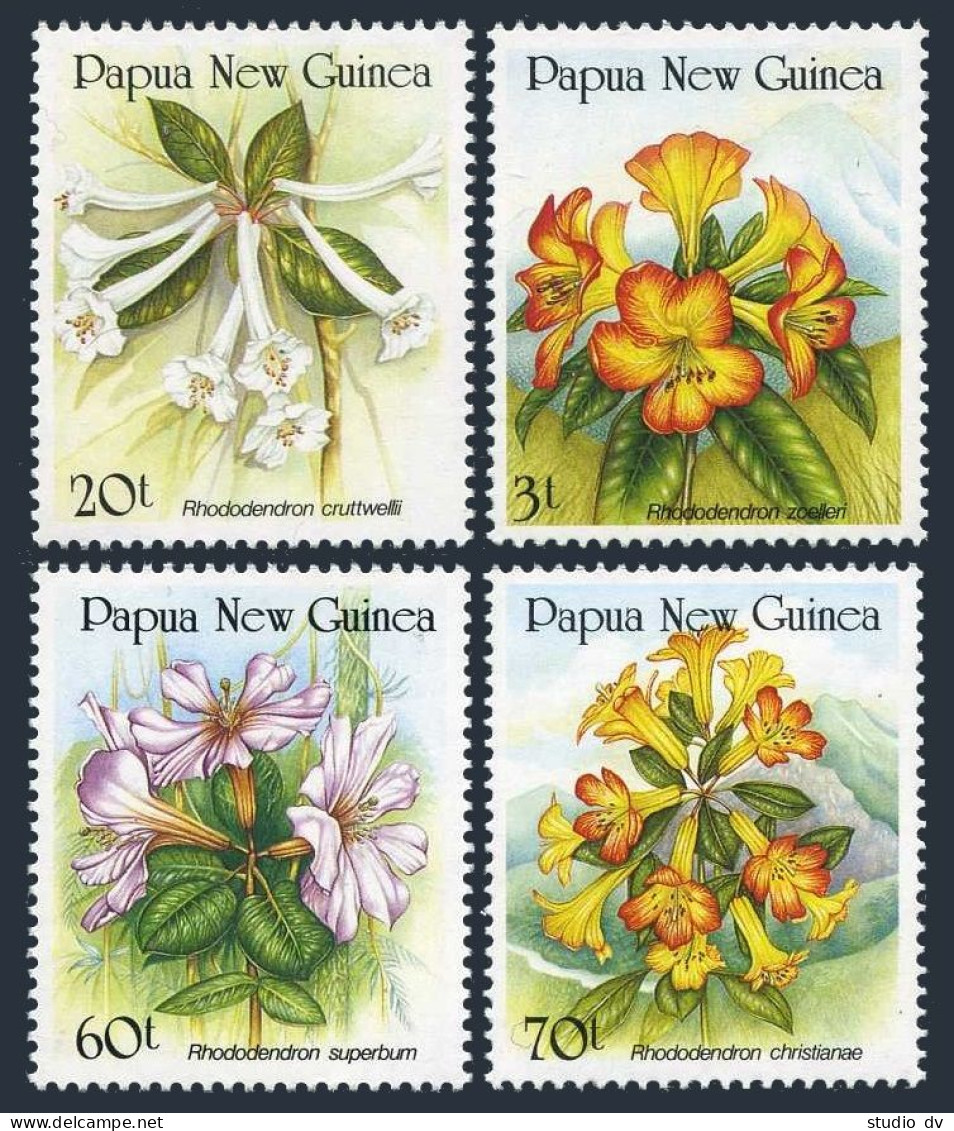 Papua New Guinea 703-706, MNH. Michel 584-587. Rhododendrons 1989. - Guinea (1958-...)