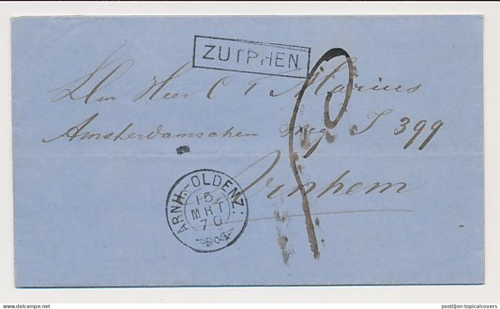 Trein Haltestempel Zuidbroek 1870 - Covers & Documents