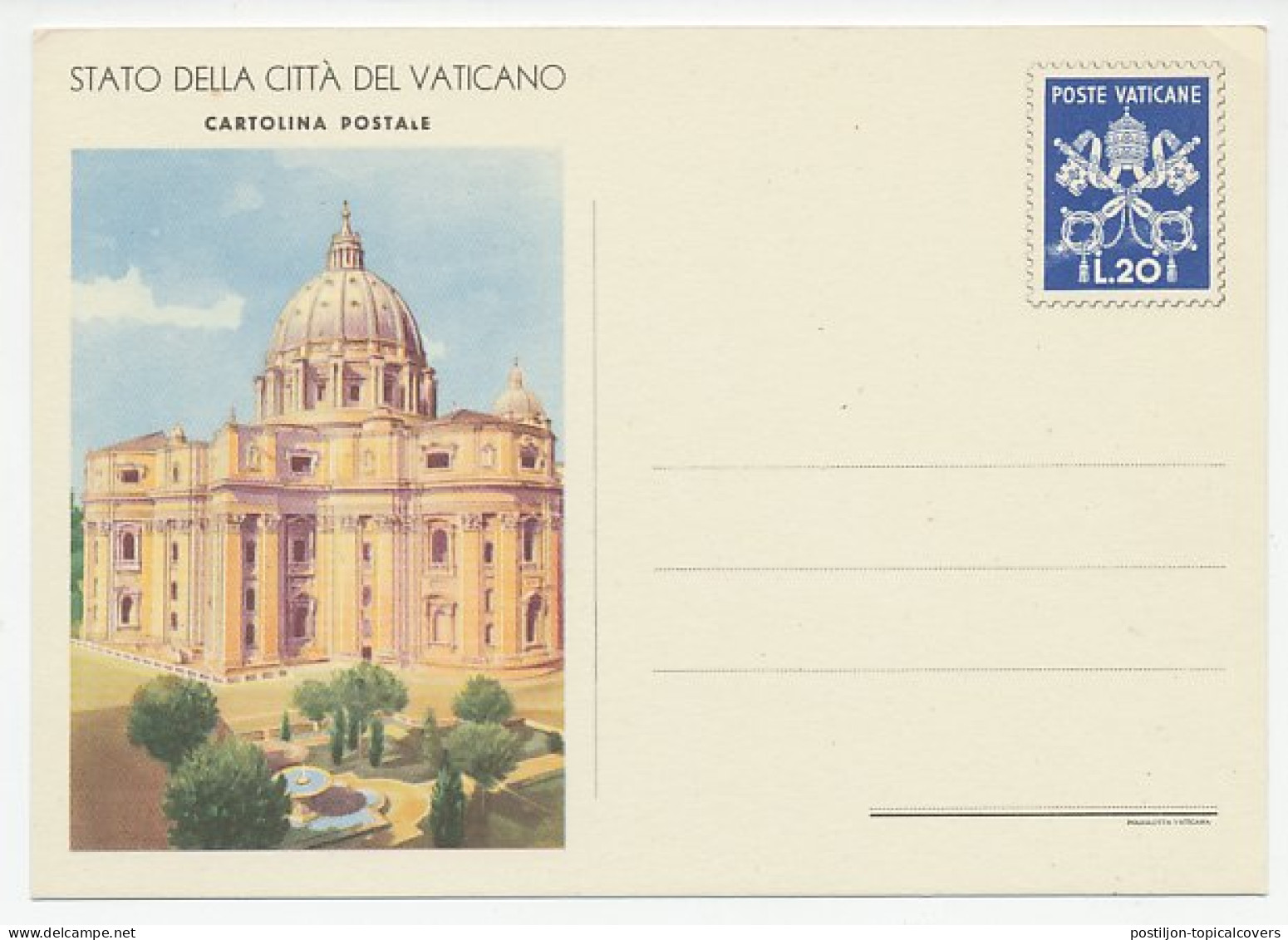 Postal Stationery Vatican 1953 The Vatican - Eglises Et Cathédrales