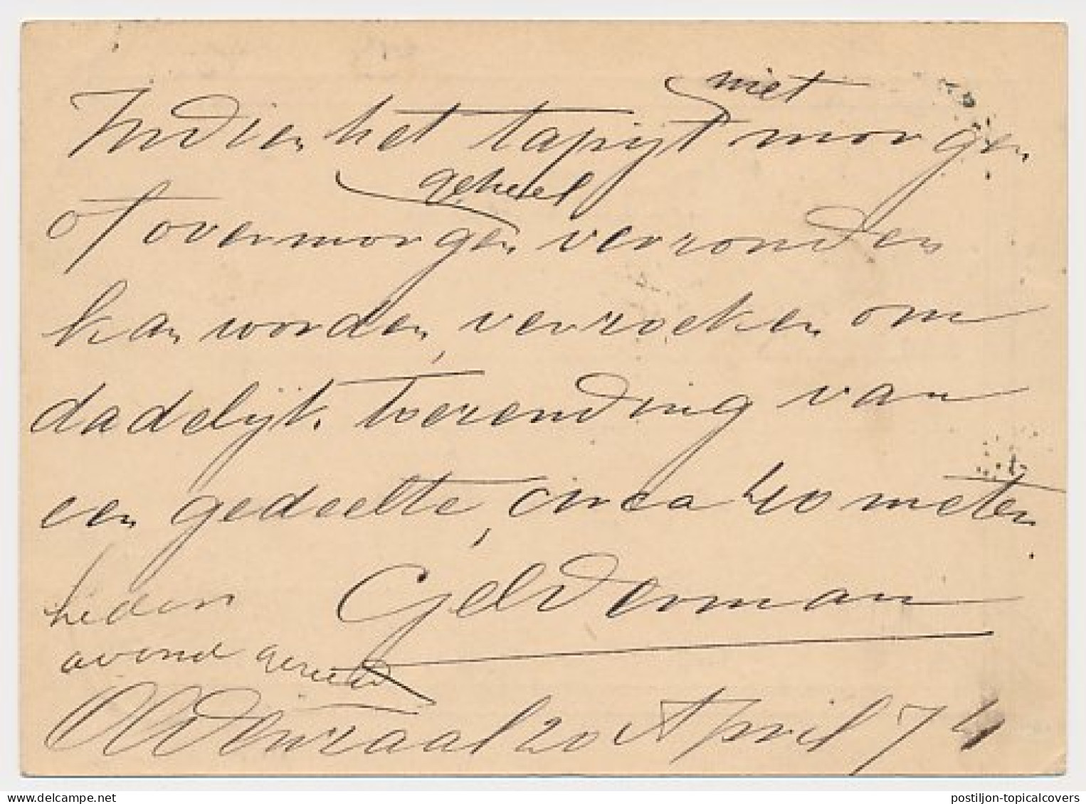 Trein Haltestempel Oldenzaal 1874 - Cartas & Documentos