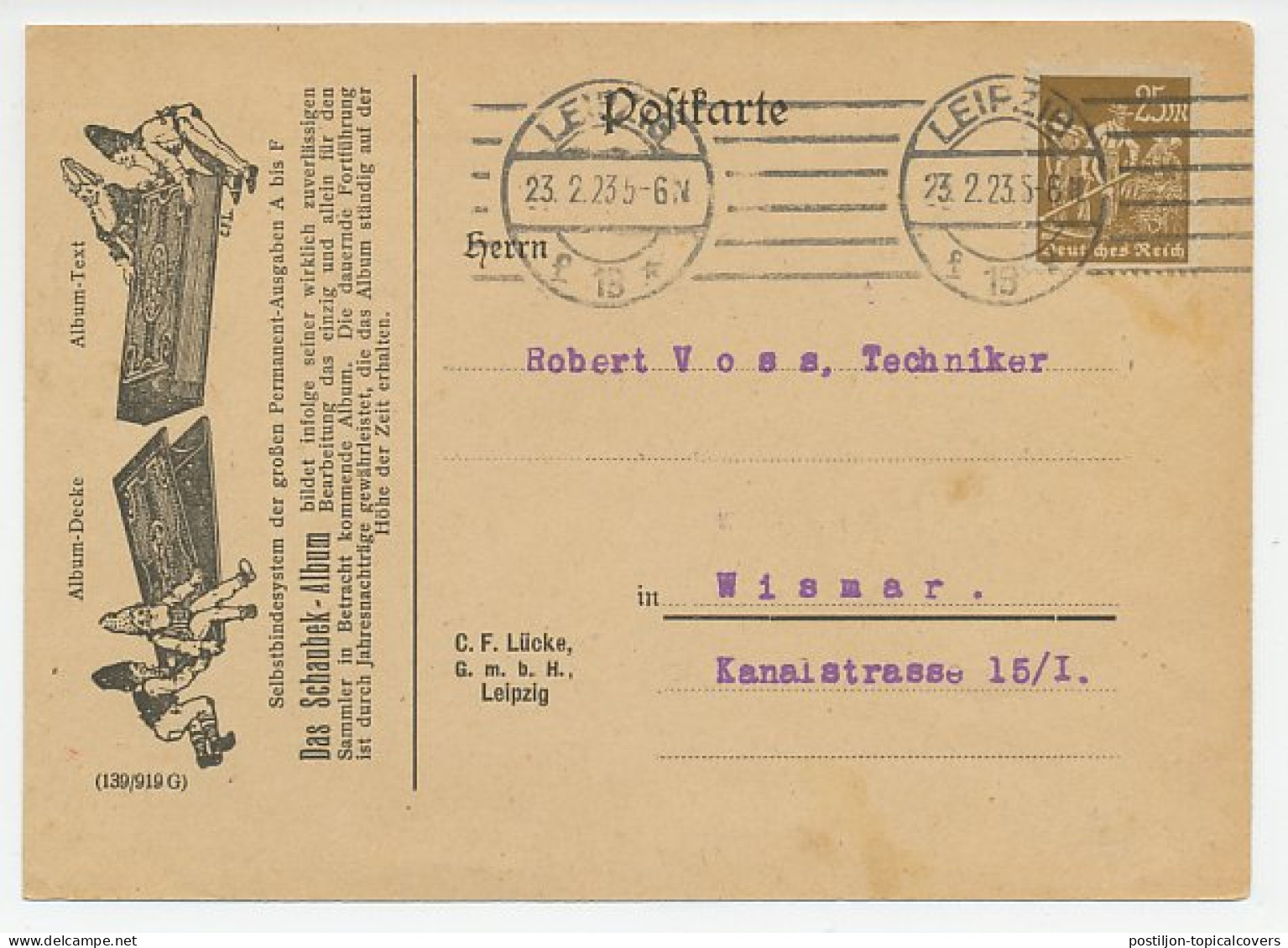 Illustrated Card Deutsches Reich / Germany 1923 Stamp Album - Schaubek - Gnome - Autres & Non Classés