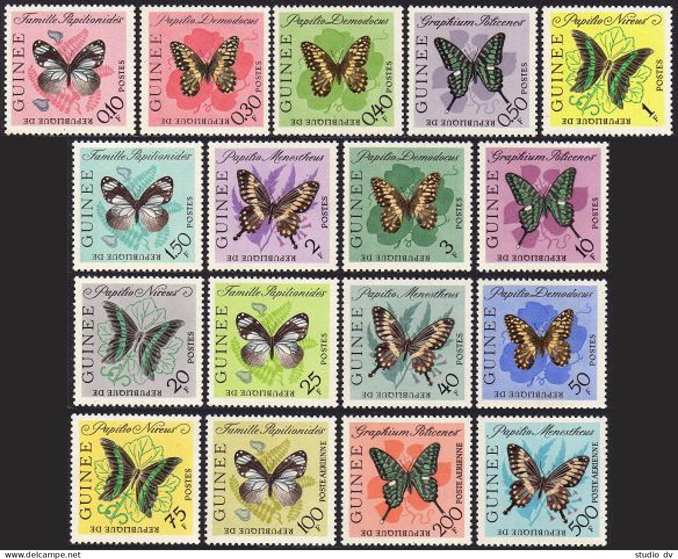 Guinea 291-304,C47-C49,MNH.Michel 183-199. Butterflies 1963. - Guinée (1958-...)