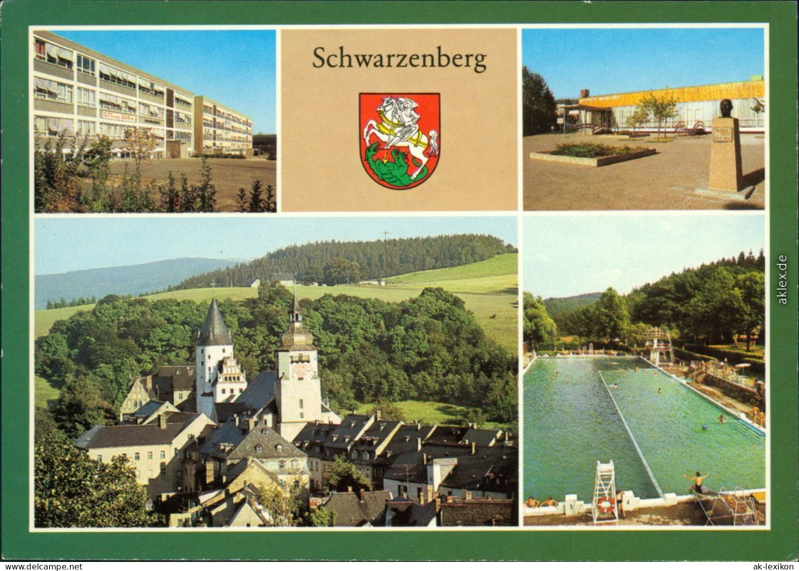 Schwarzenberg (Erzgebirge) Oberschulen, Gaststätte "Roter Löwe" Freibad 1983 - Schwarzenberg (Erzgeb.)
