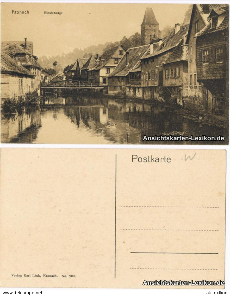 Ansichtskarte Kronach Klosterwage - Flußpartie 1918  - Kronach