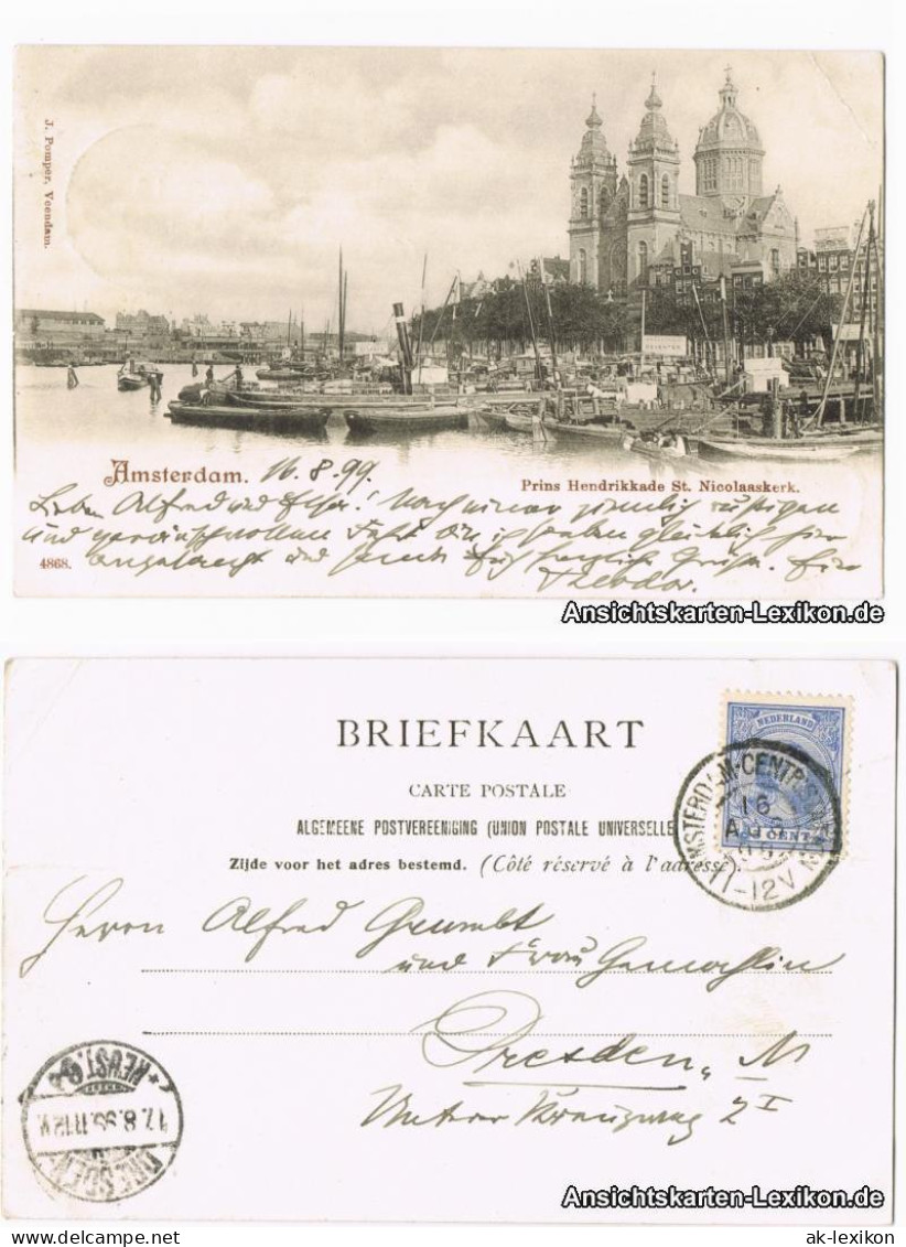 Postkaart Amsterdam Amsterdam Prins Hendrikkade St. Nicolaaskerk 1899  - Amsterdam