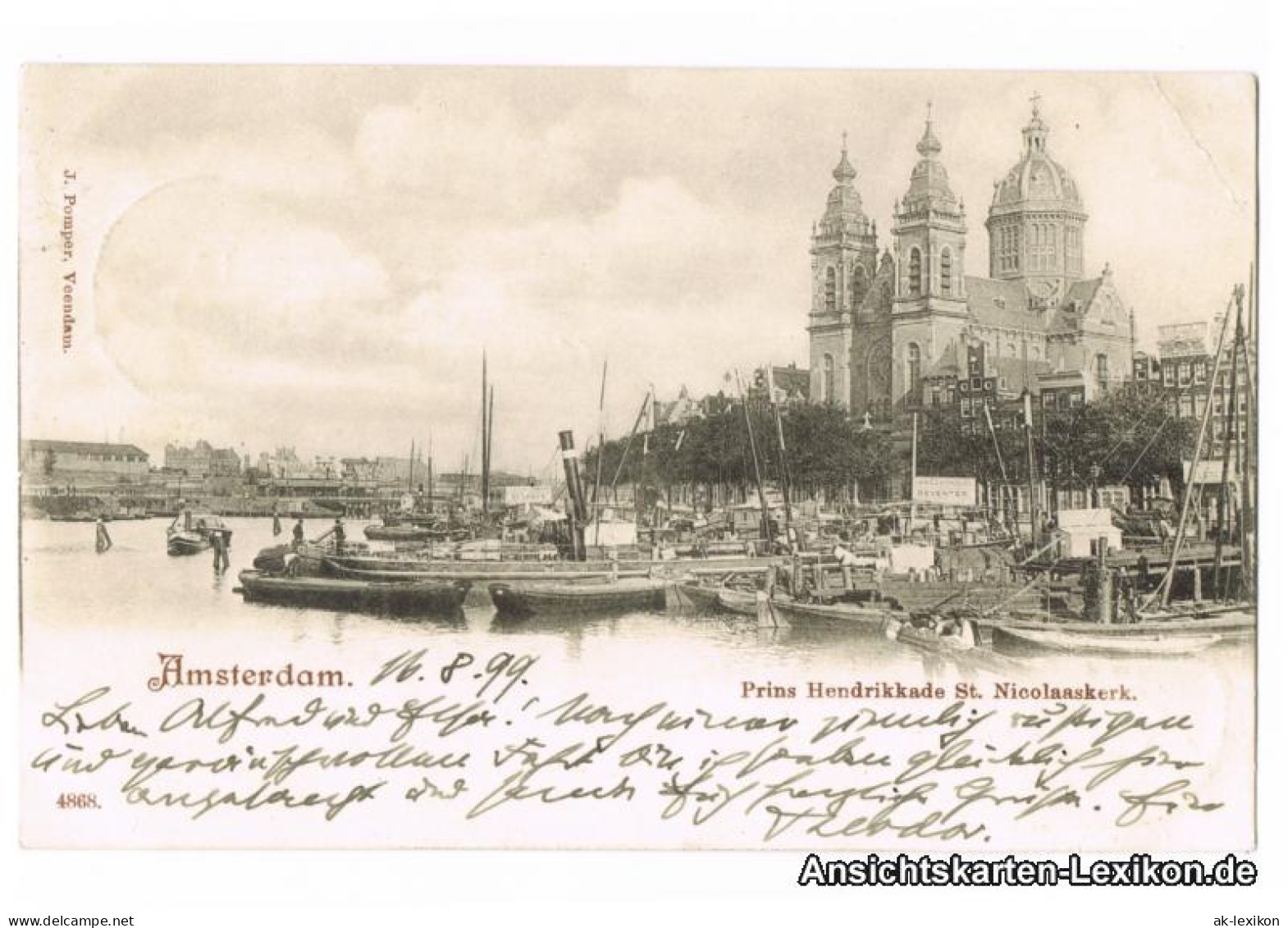 Postkaart Amsterdam Amsterdam Prins Hendrikkade St. Nicolaaskerk 1899  - Amsterdam