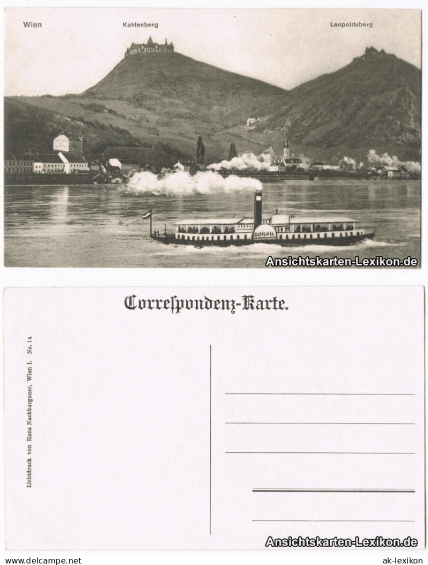 Ansichtskarte Döbling-Wien Dampfer, Kahlenberg Und Leopoldsberg 1914  - Autres & Non Classés
