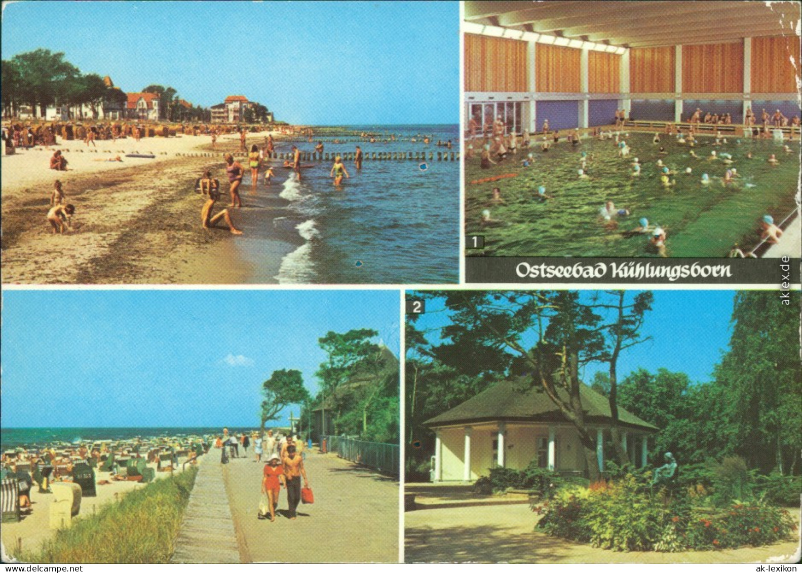 Kühlungsborn Strandpromenade, FDGB-Meerwasserschwimmhalle, Konzertgarten 1980 - Kuehlungsborn