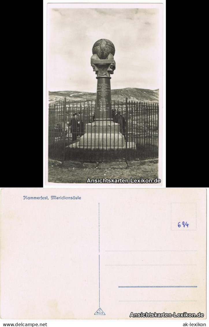Postcard Hammerfest Hammerfest, Meridiansäule 1930  - Norway