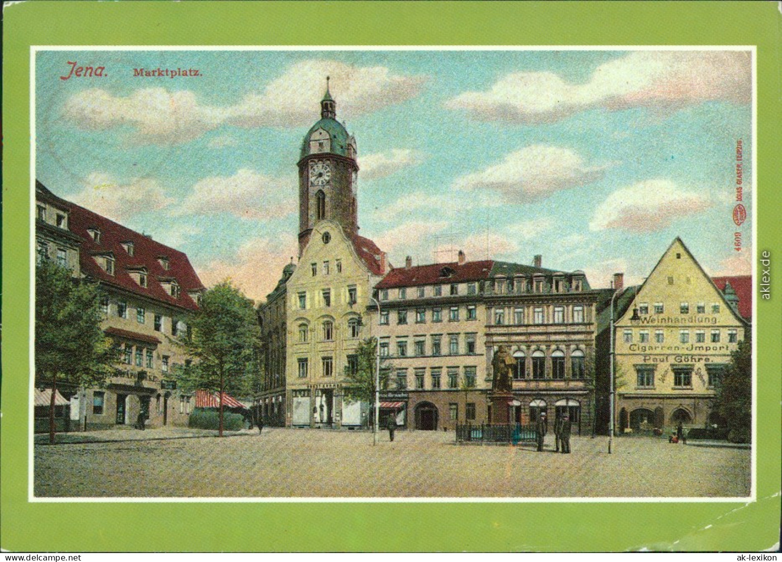 Jena Marktplatz Mit Hanfrieddenkmal Und "Göhres Weinstuben" Um 1910 1986 - Jena