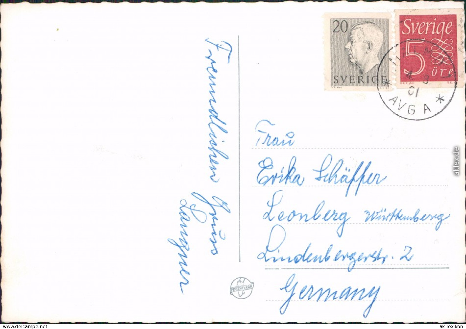 Postcard Malmö Motiv Fran Slottsparken 1964 - Suède