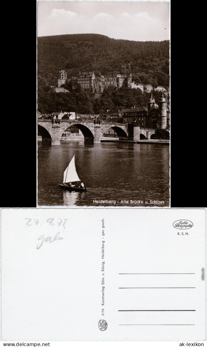 Heidelberg Segelboot, Brücke Und Schloß Foto Ansichtskarte 1965 - Heidelberg