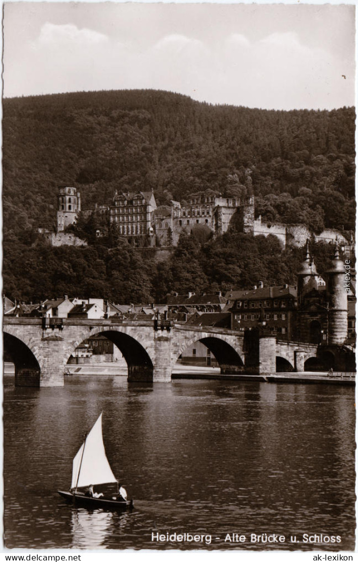 Heidelberg Segelboot, Brücke Und Schloß Foto Ansichtskarte 1965 - Heidelberg