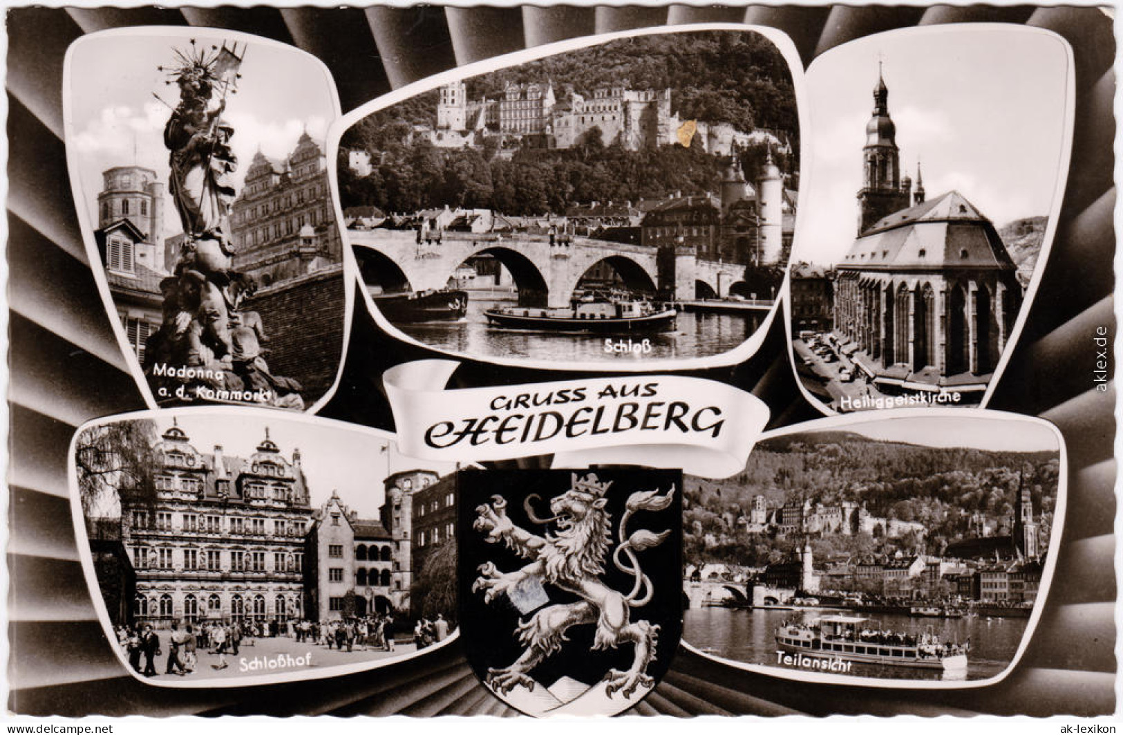 Heidelberg Mehrbild: Stadt, Brücke, Kirche, Denkmal Und Schloßhof 1975  - Heidelberg