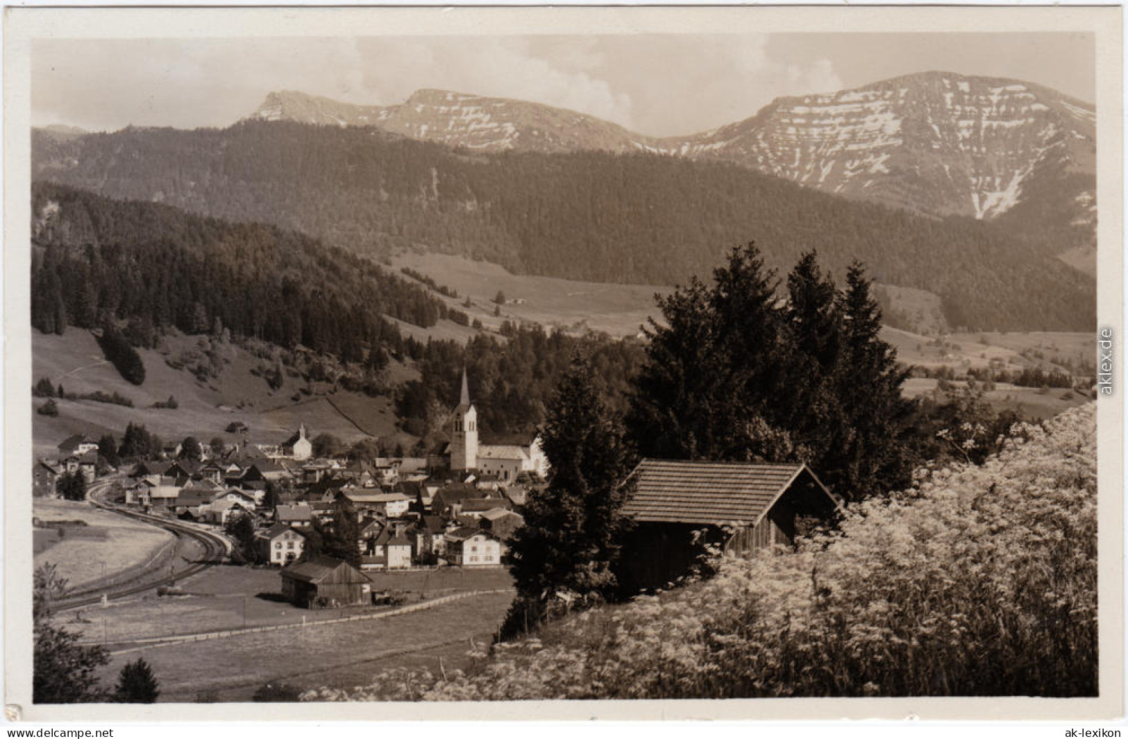 Oberstaufen Blick Auf Die Stadt - Hütte Foto Ansichtskarte B Sonthofen  1933 - Oberstaufen
