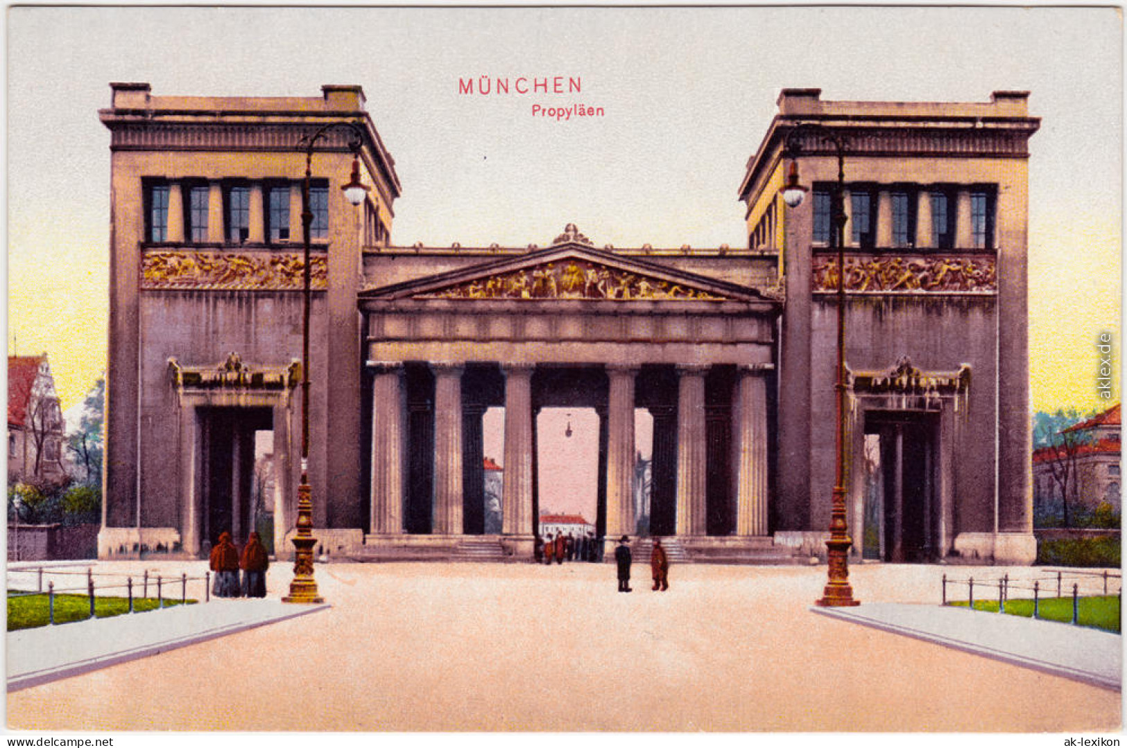 München Propyläen - Belebt Ansichtskarte 1914 - Muenchen