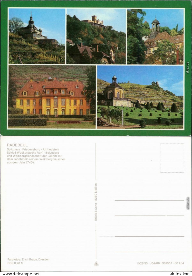 Radebeul Spitzhaus, Friedensburg, Altfriedstein,  Weinbergslandschaft  1986 - Radebeul