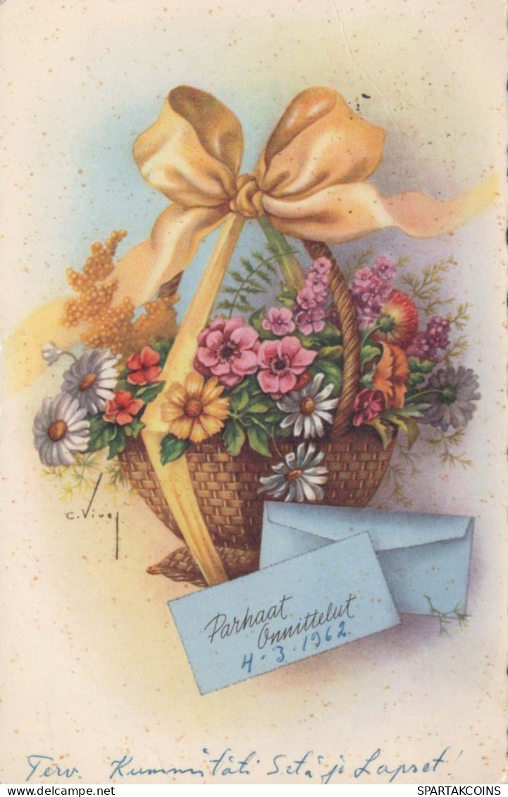 FLOWERS Vintage Ansichtskarte Postkarte CPSMPF #PKG067.DE - Flowers