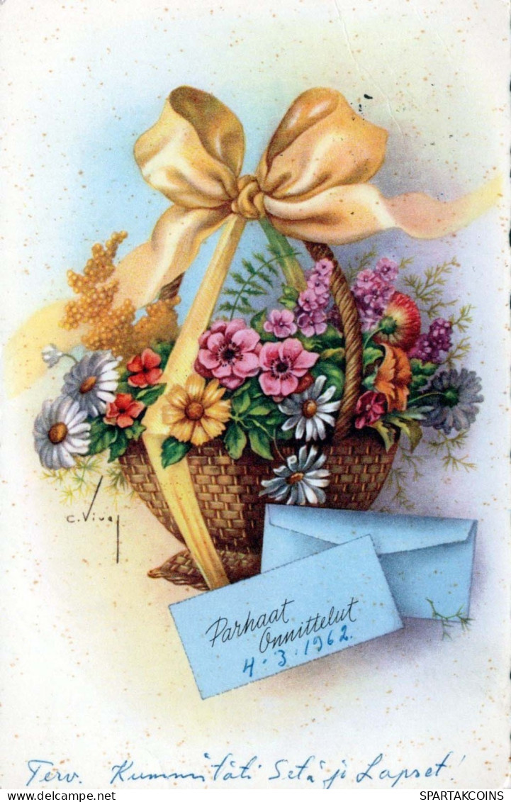 FLOWERS Vintage Ansichtskarte Postkarte CPSMPF #PKG067.DE - Flowers