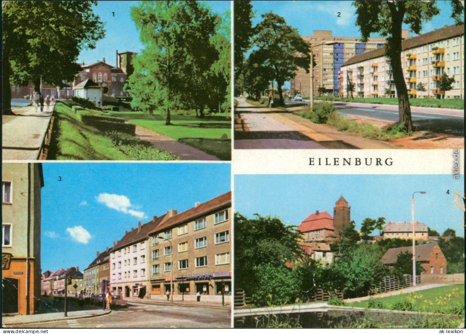Eilenburg 1. Bahnhof 2. Hochhaus 3. Leipziger Straße 4. Sorbenburg 1976 - Eilenburg