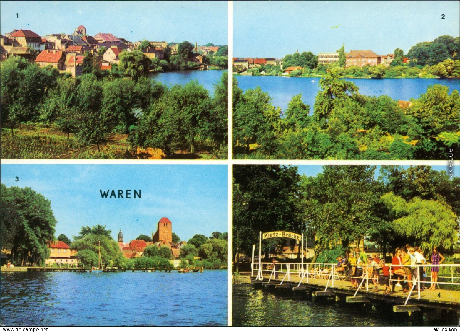 Waren (Müritz) Tiefwarensee, Blick Von Der Kietz-Brücke Auf Waren 1974 - Waren (Müritz)