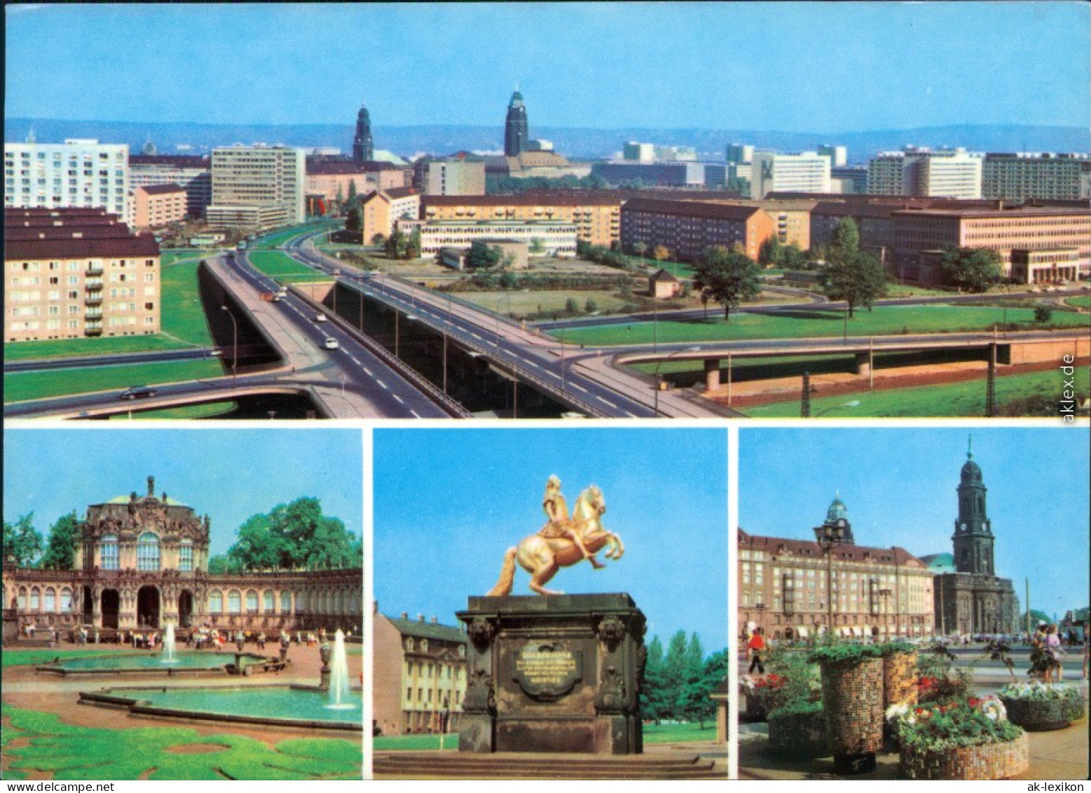 Dresden  Altstadt, Wallpavillon Zwinger, Goldener Reiter, Kreuzkirche 1973 - Dresden