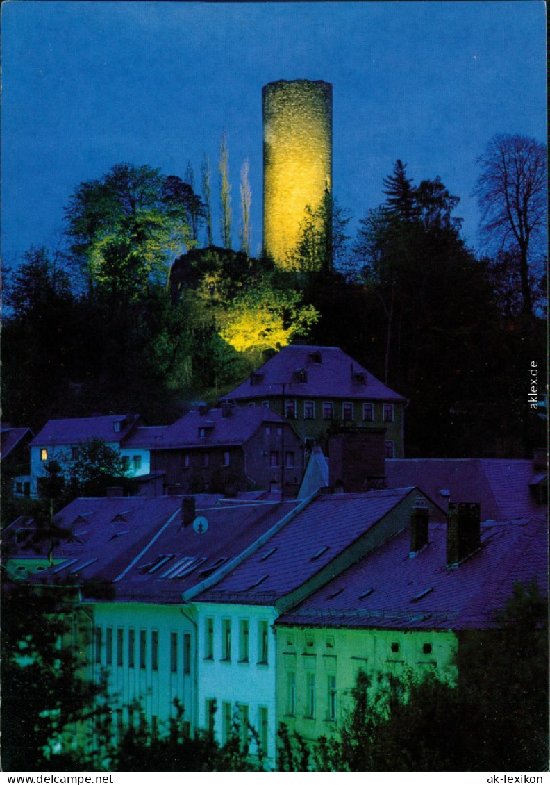 Ansichtskarte Bad Lobenstein Stadtpartie - Illuminierter Turm 1999 - Lobenstein