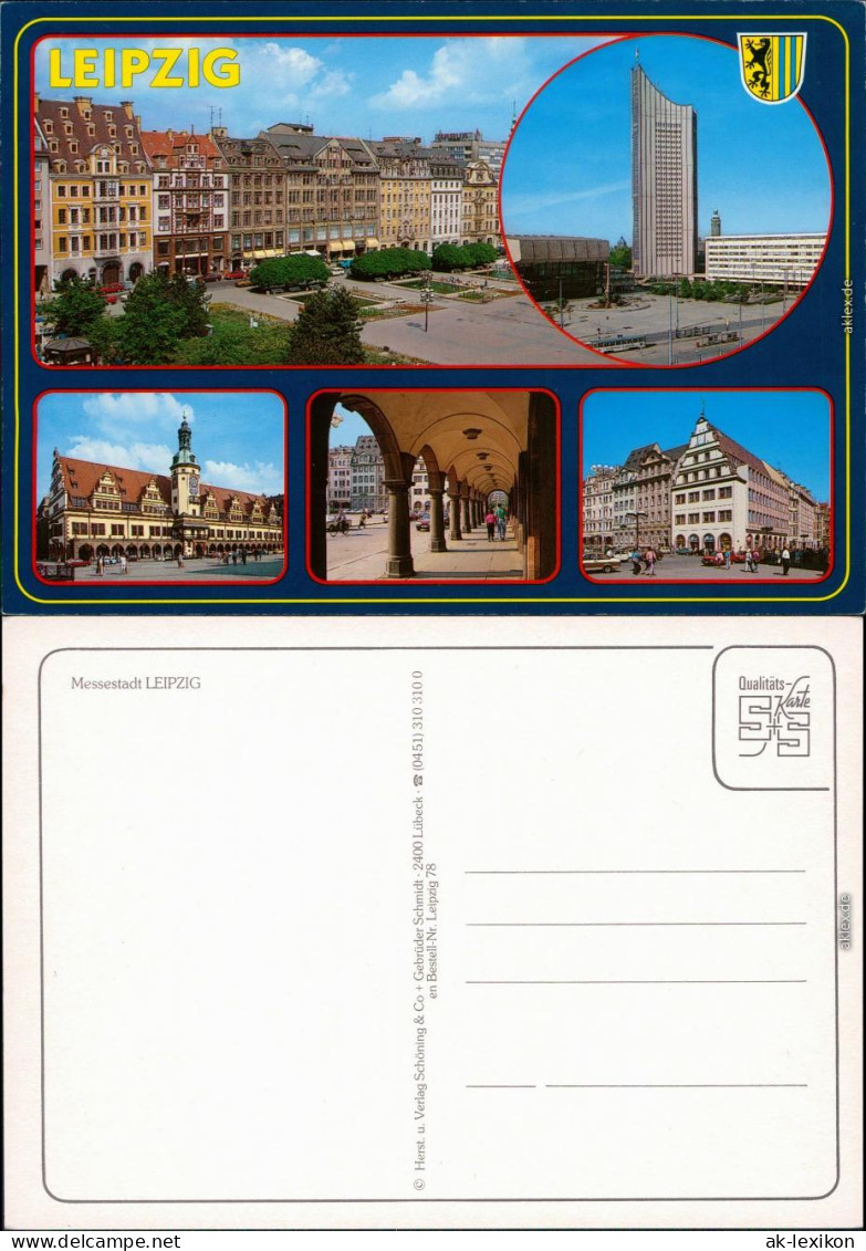 Ansichtskarte Leipzig Sachsenplatz, Universitätshochhaus, Rathaus 1995 - Leipzig