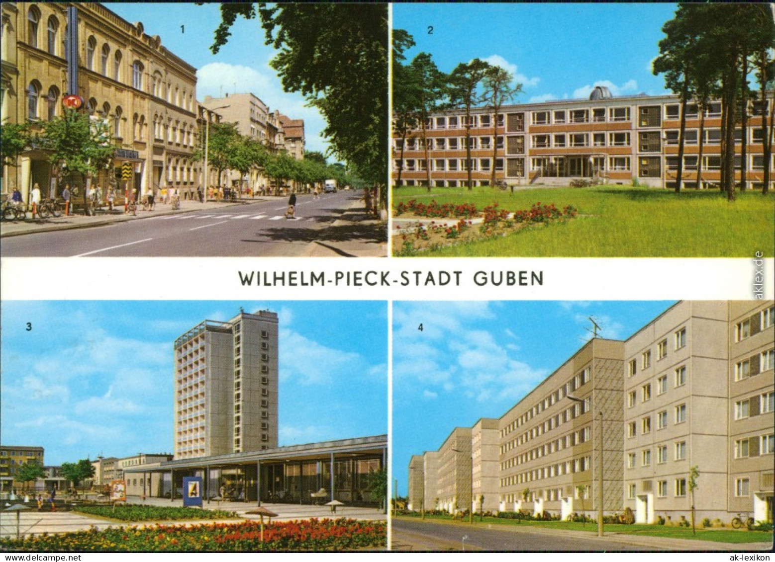 Ansichtskarte Guben Wilhelm-Pieck-Straße, Schule, Obersprucke 1975  - Guben