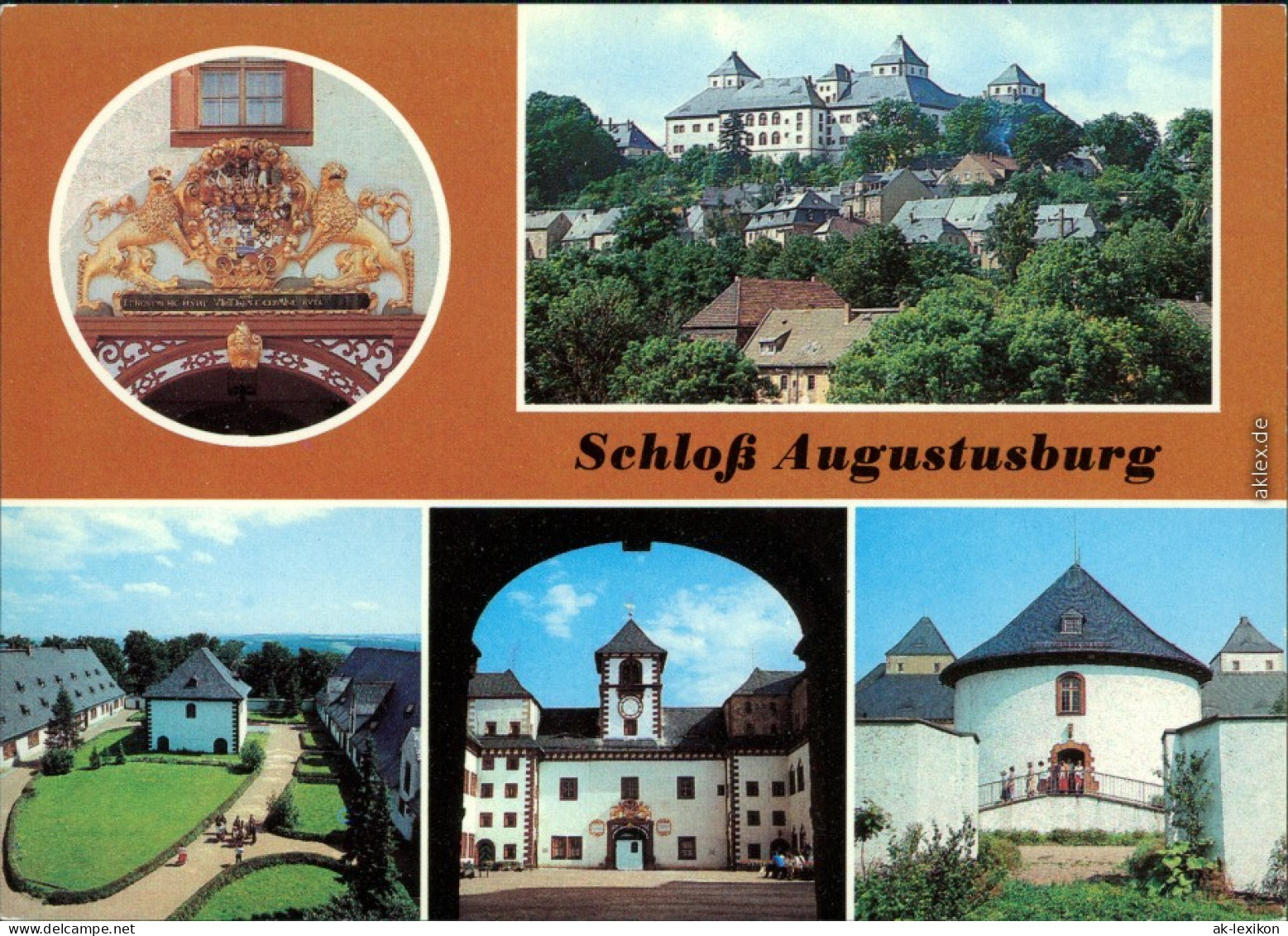 Augustusburg Wappenportal,   Schloß Und Stadt, Stallhof Mit Brunnenhaus 1983 - Augustusburg