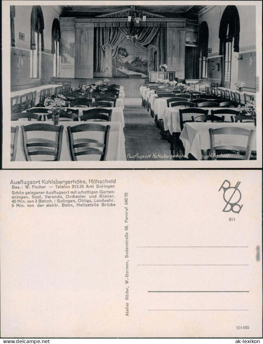 Höhscheid-Solingen Ausflugsort Kohlsbergerhöhe - Innenansicht 1934 - Solingen