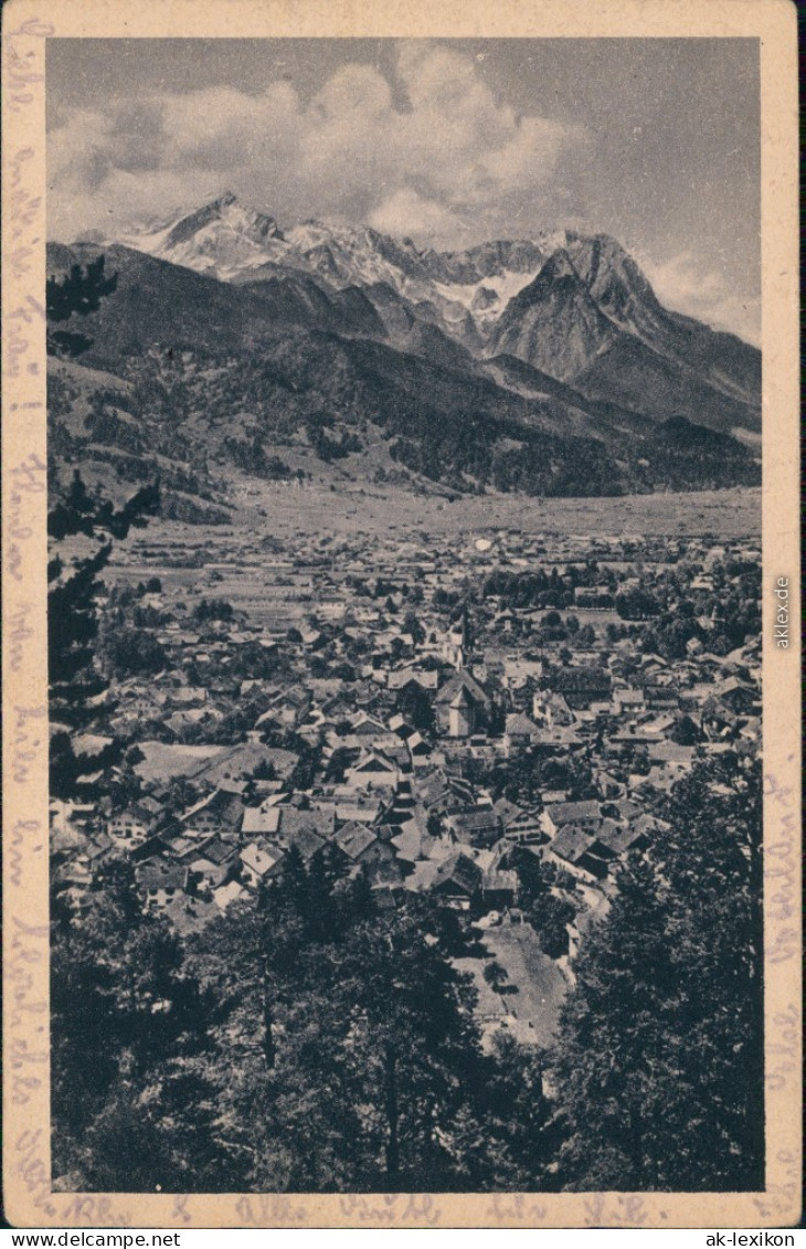 Ansichtskarte Garmisch-Partenkirchen Panorama-Ansicht Mit Zugspitzmassiv 1943 - Garmisch-Partenkirchen