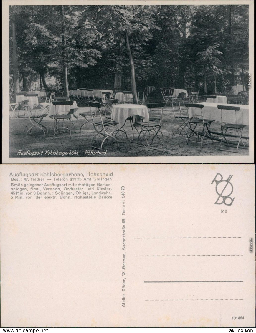 Höhscheid-Solingen Ausflugsort Kohlsbergerhöhe - Gästebereich - Außen 1934 - Solingen