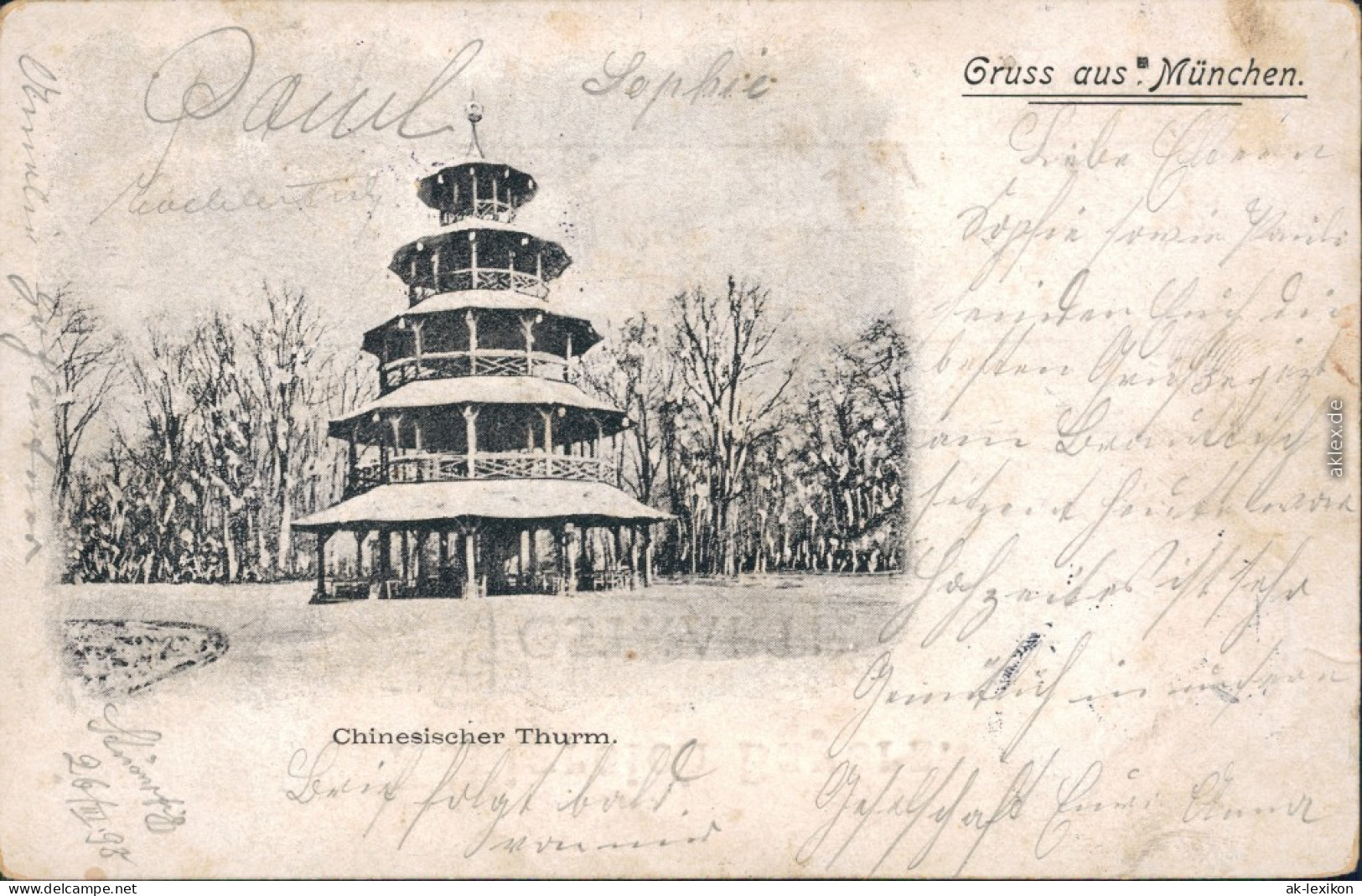Ansichtskarte München Chinesischer Turm 1898 - Muenchen