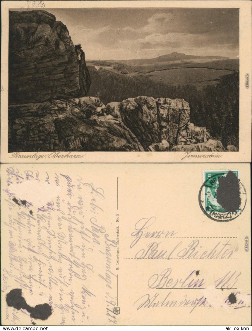 Ansichtskarte Braunlage Jermerstein 1927 - Braunlage