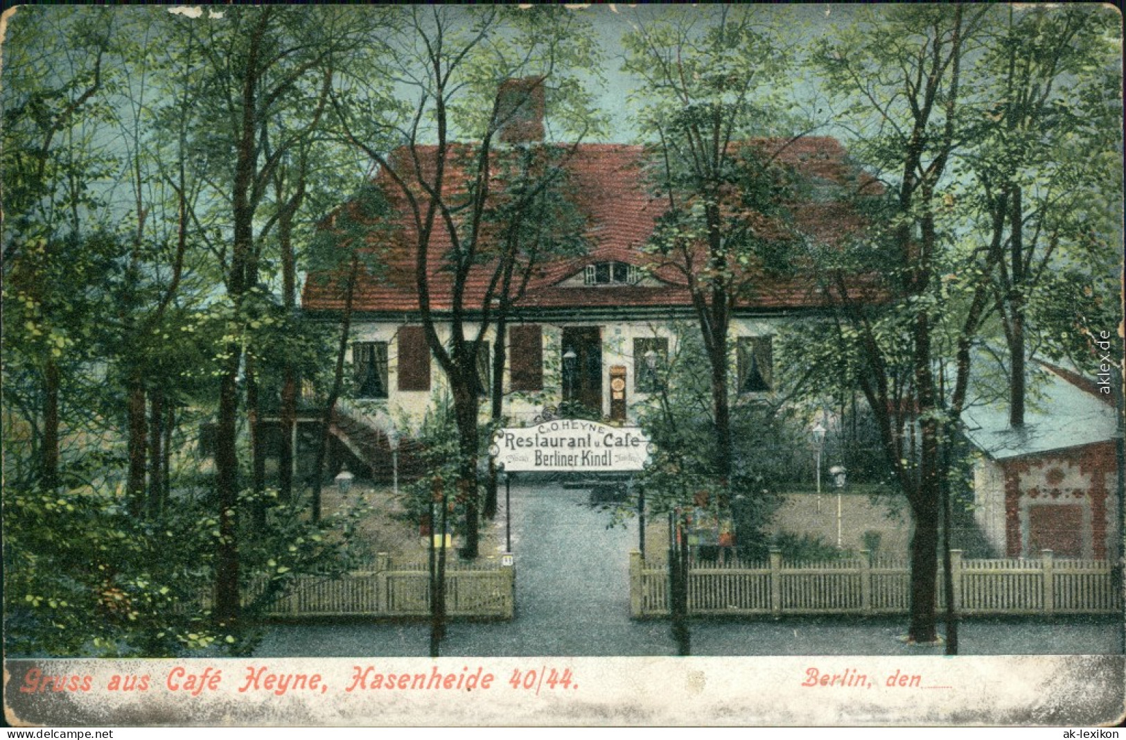 Ansichtskarte Kreuzberg Berlin Gruss Vom Cafe Heyne - Hasenheide 40/44 1911 - Neukölln