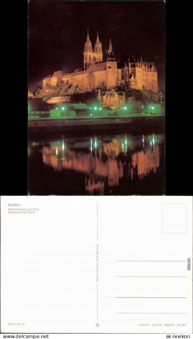 Ansichtskarte Meißen Schloss Albrechtsburg Und Dom, Elbansicht Bei Nacht 1979 - Meissen