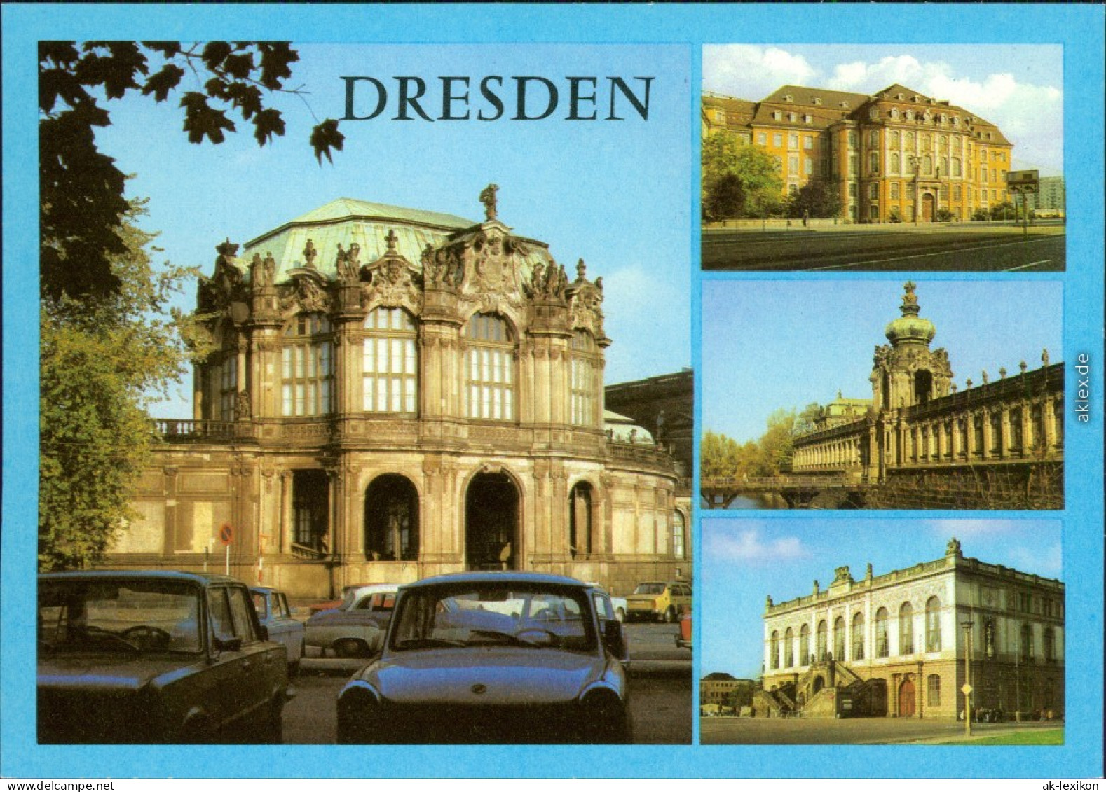 Ansichtskarte Dresden Zwinger, Landhaus, Johanneum Blauer Rahmen 1981 - Dresden
