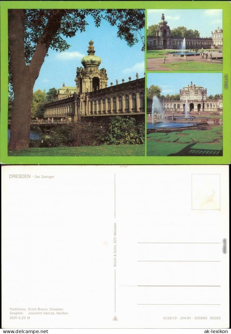 Ansichtskarte Innere Altstadt-Dresden Dresdner Zwinger Grüner Rahmen 1981 - Dresden