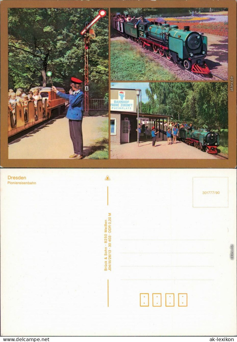 Ansichtskarte Dresden Dresdner Parkeisenbahn Pioniereisenbahn 1990 - Dresden