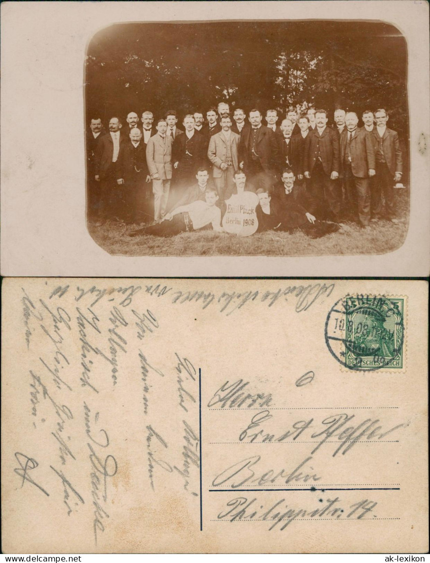 Ansichtskarte Berlin Männer Gruppenbild Wappen Emil Pinck Berlin 1908 - Other & Unclassified