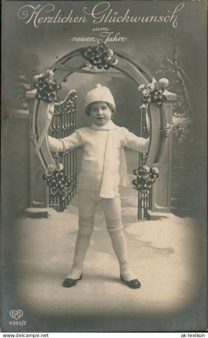 Neujahr Sylvester New Year Junge Mit Riesenhufeisen Fotokunst 1913 - Other & Unclassified