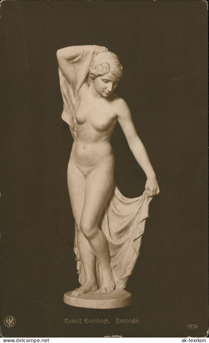 Ansichtskarte  Statue Plastik Rudolf Kaesbach. Badende. Erotik Nackt 1914 - Sculptures