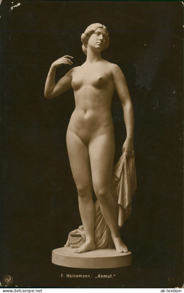 Ansichtskarte  Skulpture Marmor Erotik Nackt F. Heinemann: "Anmut." 1914 - Esculturas