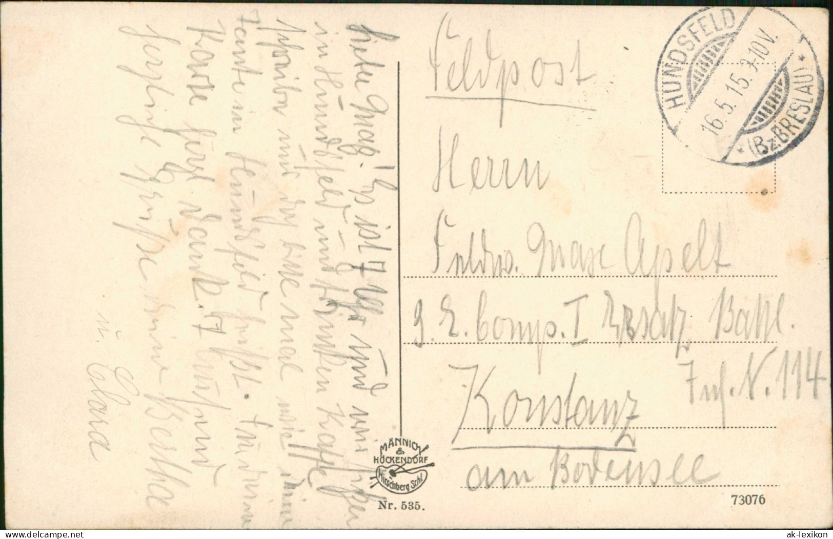 Hermsdorf Hirschberg  Schlesien Kynast 1915  Gel. Stempel Hundsfeld Bz Breslau - Schlesien