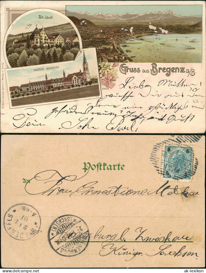 Ansichtskarte Litho AK Bregenz Altstadt, Kloster, Totale Gruss Aus 1901 - Other & Unclassified