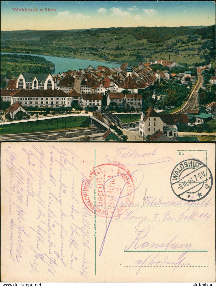 Ansichtskarte Waldshut Tiengen Stadtpartie 1916  Gel Roter Zensurstempel - Waldshut-Tiengen