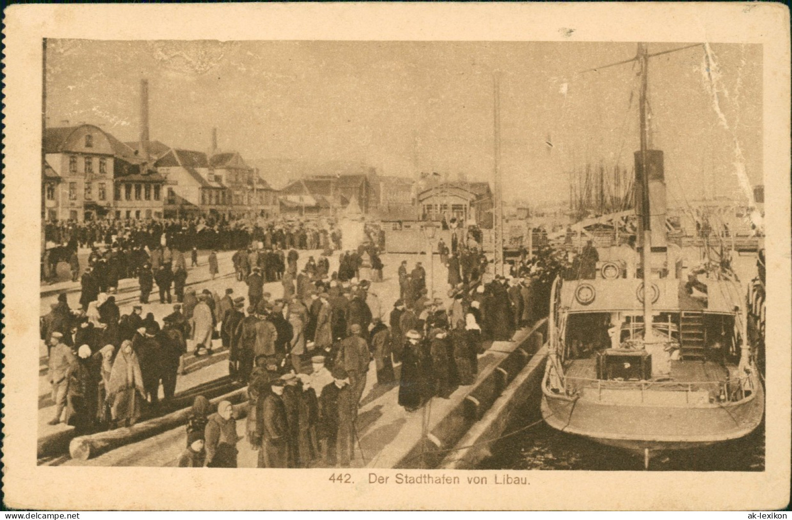 Postcard Libau Liepāja Lipawa Ли́епая Hafen, Dampfer 1915 - Lettonie