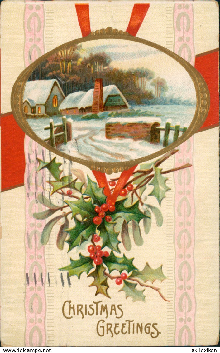 Weihnachten - Christmas USA Landschaft Prägekarte 1912 Prägekarte - Autres & Non Classés