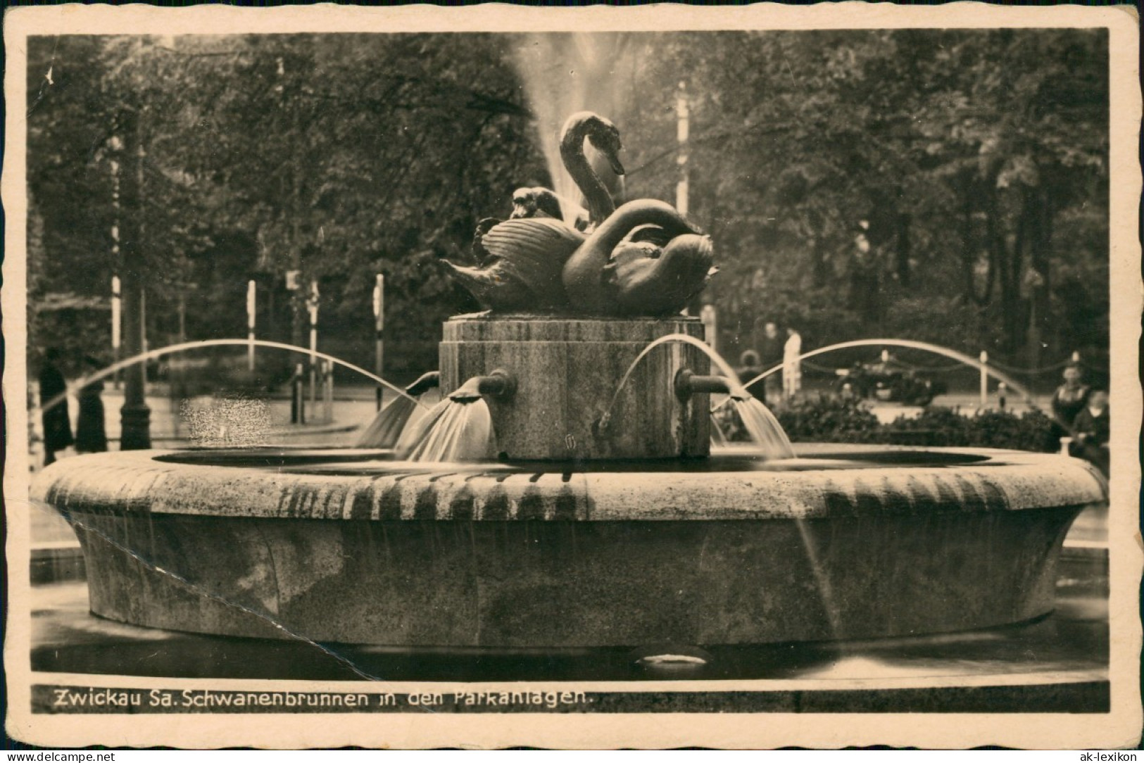 Ansichtskarte Zwickau Schwanenbrunnen In Den Parkanlagen. 1936 - Zwickau